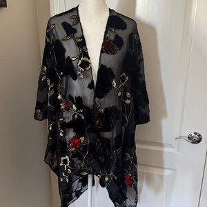 Lovestitch Black Floral Kimono Cape